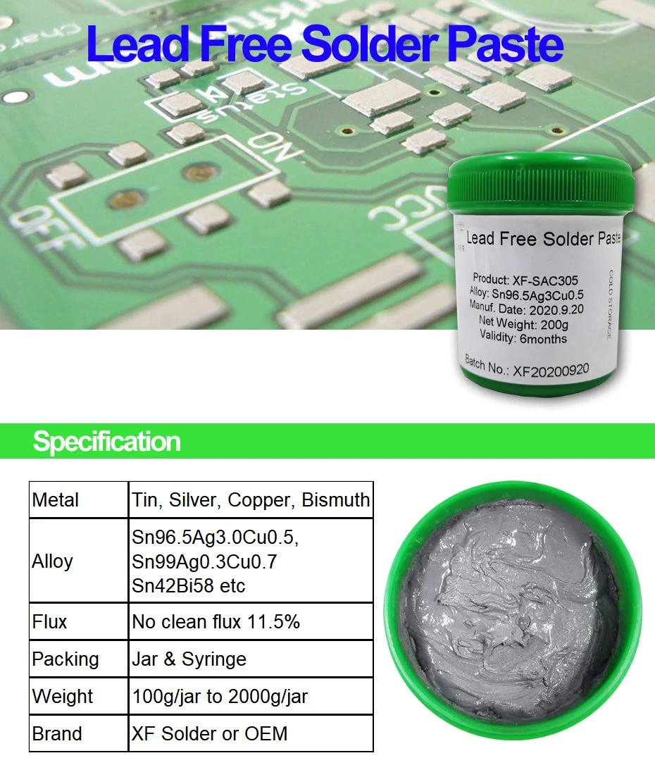 Type 4 T4 Type 6 T6 Best Lead Free Surface Mount Liquid Solder Paste for Soldering